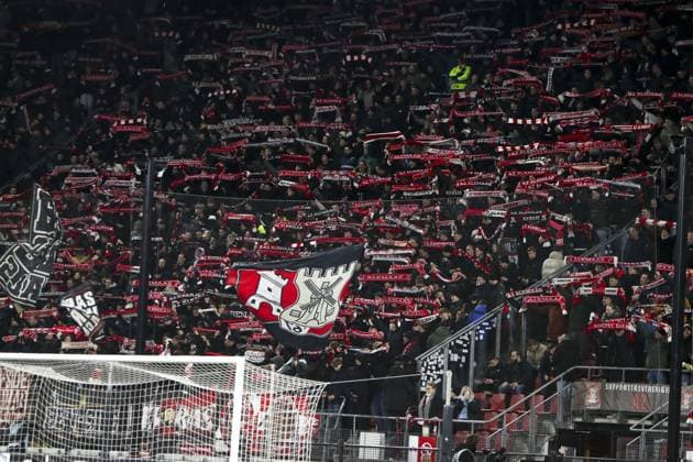 ALKMAAR - 13-02-2025, AFAS Stadium. UEFA Europa League, season 2024 2025 during the match AZ - Galatasaray. AZ fans in the stand AZ - Galatasaray  x27846081x Copyright: