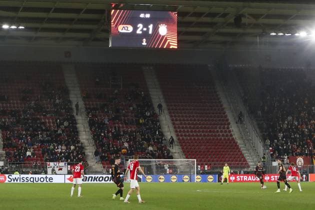Fußball, EL, AZ Alkmaar - Galatasaray Istanbul ALKMAAR - 13-02-2025, AFAS Stadium. UEFA Europa League, season 2024 2025 half time score during the match AZ - Galatasaray. AZ - Galatasaray  x27847161x Copyright: