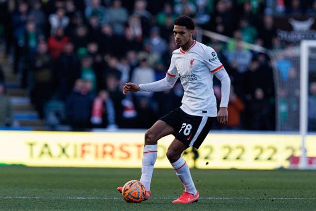 Jarell Quansah seen during FA Cup 4th Round game between teams of Plymouth Argyle FC and Liverpool FC at Home Park Stadium (Maciej Rogowski) Plymouth Home Park United Kingdom Copyright: xMaciejxRogowskix plymouthvslfc2425-180
