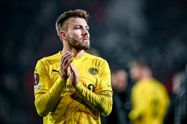 Bodo Glimt defender Frederik Andre Bjorkan, during the match Twente Bodo Glimt at the Grolsch Veste, FC Twente Stadion for the UEFA Europa League Knockout phase play offs 1st leg season 2024 2025 in ENSCHEDE, Netherlands on 13 februari 2025, photo by Stefan Koops EYE4images DeFodi Images Defodi 746 215900 Defodi-746
