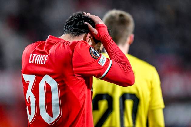 FC Twente forward Sayf Ltaief , during the match Twente Bodo Glimt at the Grolsch Veste, FC Twente Stadion for the UEFA Europa League Knockout phase play offs 1st leg season 2024 2025 in ENSCHEDE, Netherlands on 13 februari 2025, photo by Stefan Koops EYE4images DeFodi Images Defodi 746 215916 Defodi-746