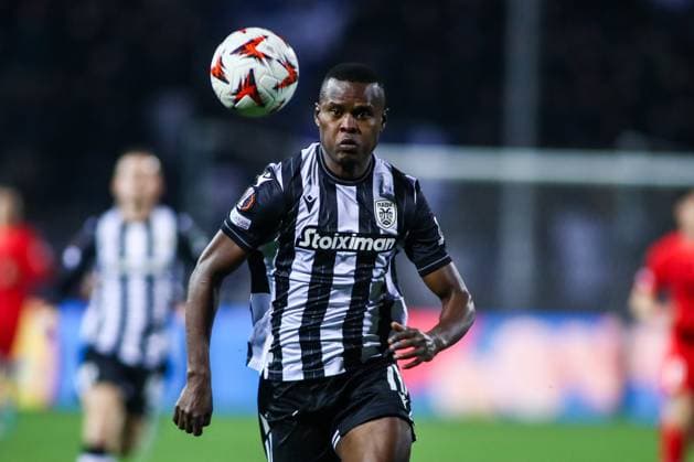 February 13, 2025, Thessaloniki, Greece: PAOK s Ally Samatta in action during a Europa League knockout phase match between PAOK FC and FC Steaua. Thessaloniki Greece - ZUMAp191 0802075090st Copyright: xGiannisxPapanikosx