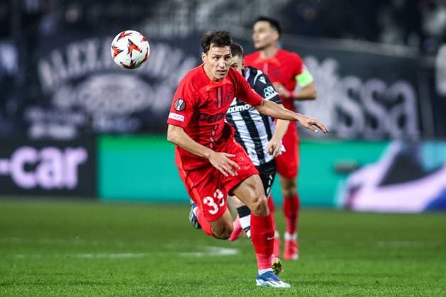 February 13, 2025, Thessaloniki, Greece: Steaua s Risto Radunovic in action during a Europa League knockout phase match between PAOK FC and FC Steaua. Thessaloniki Greece - ZUMAp191 0802080491st Copyright: xGiannisxPapanikosx