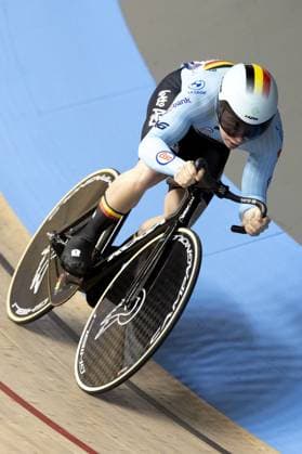 Belgian Runar De Schrijver pictured in action during the men s Sprint qualifying race at the 2025 UEC Track Elite European Championships, in Heusden-Zolder, Belgium, Friday 14 February 2025. The European Championships take place from 12 to 16 February. DIRKxWAEM  x112433707x