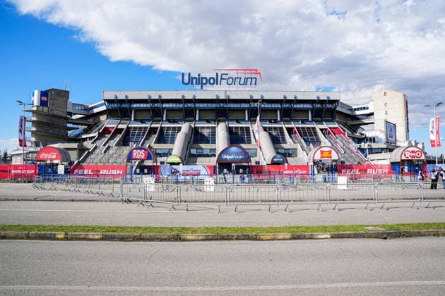 2025-02-14 - ISU World Tour Final 2024-2025 MILAN, ITALY - FEBRUARY 14: general view of the venue from the outside during the ISU World Tour Final 2024-2025 at the Unipol Forum Assago on February 14, 2025 in Milan, Italy Milan Unipol Forum Assago Italy Content not available for redistribution in The Netherlands directly or indirectly through any third parties. Copyright: xAndrexWeeningx