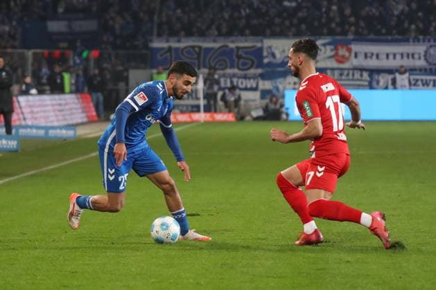 14 02 2025, xgox, Soccer 2 Bundesliga, 1 FC Magdeburg 1 FC Koeln emspor, v l Livian Burcu Magdeburg, 29 , Dejan Ljubicic Koeln, 7 DFL DFB REGULATIONS PROHIBIT ANY USE OF PHOTOGRAPHS as IMAGE SEQUENCES and or QUASI VIDEO Magdeburg