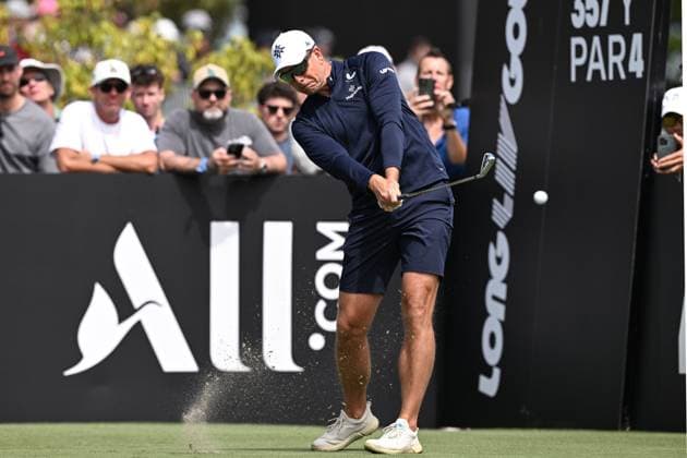 GOLF LIV ADELAIDE, Henrik Stenson of Majesticks GC on the tee during the LIV Golf Adelaide at The Grange Golf Club in Adelaide, Saturday, February 15, 2025. ( NO ARCHIVING, EDITORIAL USE ONLY, NO USE IN BOOKS WITHOUT CONSENT ADELAIDE SA AUSTRALIA  Copyright: xMICHAELxERREYx 20250215164265799856