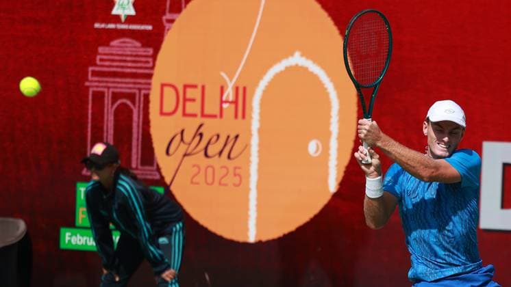 February 14, 2025, New Delhi, Delhi, India: Tristan Schoolkate of Australia during Quarter Finals of ATP, Tennis Herren Challenger Delhi Open 2025 between Tristan Schoolkate of Australia and Andre Ilagan of United States at DLTA Complex, R K Khanna Tennis Stadium, New Delhi, India on 14 February 2025 New Delhi India - ZUMAd207 20250214_zsp_d207_078 Copyright: xAvijitxDasx