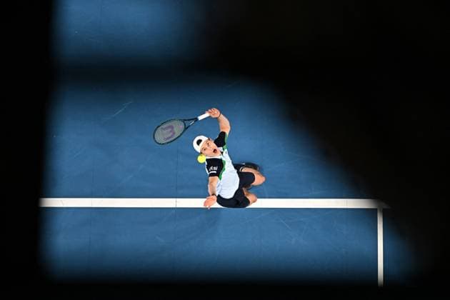 Open 13 Provence - Quarter-Final - Humbert v Sonego Ugo Humbert (FRA) during his match at the Open 13 Provence in Marseille, on February, 14, 2025. Photo by Corinne Dubreuil ABACAPRESS.COM Marseille Provence-Alpes-Cote d Azur France  Copyright: xDubreuilxCorinne ABACAx