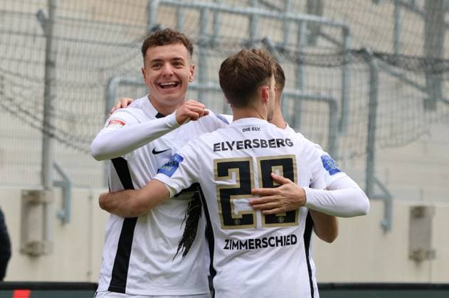 15 02 2025, Soccer, Men, 2 Bundesliga, Season 2024 2025, SV 07 Elversberg SpVgg Greuther Fürth, Goal celebration to 1 0, Goalscorer Fisnik Asllani SV 07 Elversberg Elversberg Ursapharm Arena an der Kaiserlinde Saarland Germany EN Copyright: xSebastianxBachx