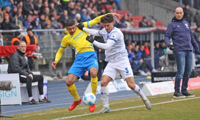 Eintracht BS vs SV Darmstadt 98 Braunschweig, 15 02 2025, Football, Season 24 25, 2 Bundesliga, 22 Matchday, Eintracht Braunschweig vs SV Darmstadt 98, Picture shows Mohamed Dräger BTSV, 2 Braunschweig