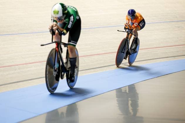 HEUSDEN-ZOLDER - Track cyclist Lisa van Belle in action on the individual pursuit during the fourth day of the European Track cycling, Rad, Radsport, Bahnrad, Bahn championships in Belgium. ANP BAS CZERWINSKI xVIxANPxSportx xxANPxIVx 520034682 originalFilename: 520034682.jpg