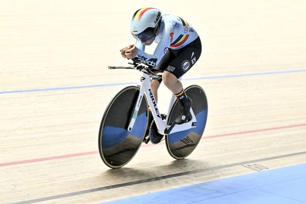 Belgian Luca Vierstraete pictured in action during the women s Individual Pursuit qualifications at the 2025 UEC Track Elite European Championships, in Heusden-Zolder, Belgium, Saturday 15 February 2025. The European Championships take place from 12 to 16 February. DIRKxWAEM  x112513577x
