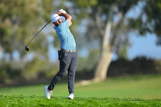 February 15, 2025: Stephan Jaeger tees off on the 2nd hole during the third round of the Genesis Invitational on Torrey Pines South Course in San Diego, California. CSM San Diego USA - ZUMAc04_ 20250215_zma_c04_111 Copyright: xJustinxFinex
