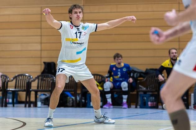 Lauritz Jastrow SV Schwaig, 17 , single picture, single photo, portrait, portraet, cheers, jubilation, positive emotions, positive emotion, SV Schwaig Volleyball Blue Volleys Gotha, Volleyball, 2 Bundesliga Sued, , 15 02 2025 SV Schwaig Volleyball Blue Volleys Gotha, Volleyball, 2 Bundesliga Sued, , 15 02 2025 Schwaig Copyright: xEibner-Pressefoto G.xSantemizx EP_GSZ