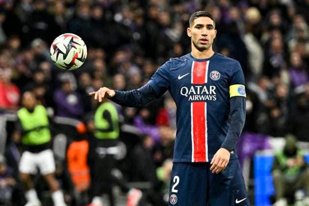 FOOTBALL : Toulouse vs PSG - 22eme Journee de Ligue 1 McDonald S - Toulouse - 15 02 2025 Achraf Hakimi (psg) Toulouse  Copyright: xThierryxBretonx