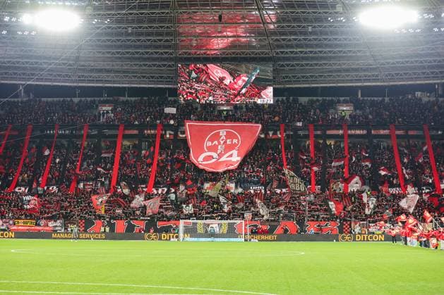 1 Bundesliga Bayer 04 Leverkusen FC Bayern Munich on 15 02 2025 at the BayArena in Leverkusen The Bayer Leverkusen fans with a choreography MH