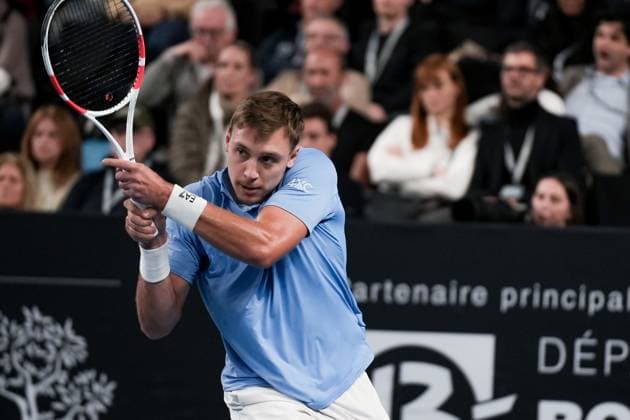 February 15, 2025, Marseille, France, FRANCE: HAMAD MEDJEDOVIC from Serbia in action against DANIIL MEDVEDEV from Russia during the OPEN 13 2025, ATP, Tennis Herren 250, french tournament, ATP Tour, Hard surface, .Indoor, on Febuary 15, 2025 at Marseille, Palais des sports, France - Photo OLLI Media Marseille FRANCE - ZUMAl184 20250215_zsp_l184_033 Copyright: xEmiliexLohmannx