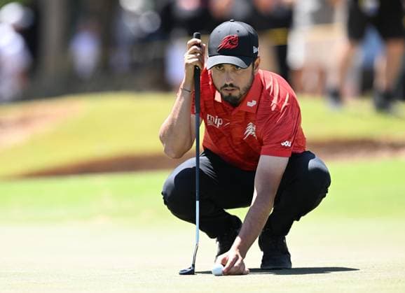 GOLF LIV ADELAIDE, Abraham Ancer of Fireballs GC putting during the LIV Golf Adelaide at The Grange Golf Club in Adelaide, Sunday, February 16, 2025. ( NO ARCHIVING, EDITORIAL USE ONLY, NO USE IN BOOKS WITHOUT CONSENT ADELAIDE South Australia AUSTRALIA  Copyright: xMICHAELxERREYx 20250216153654931937