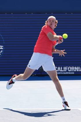 DELRAY BEACH, FL - FEBRUARY 15: Alex Michelsen (USA) during his semifinal match of the Delray Beach Open on February 15, 2025, at the Delray Beach Tennis Center in Delray Beach, FL. (Photo by Andrew Patron Icon Sportswire) TENNIS: FEB 15 Delray Beach Open EDITORIAL USE ONLY Icon2502150384