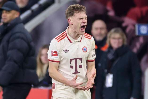 Sport Themen der Woche KW07 Joshua Kimmich (FC Bayern Muenchen) jubelt, Bundesliga, Bayer 04 Leverkusen v FC Bayern München, BayArena am 15. February 2025 in Leverkusen, Deutschland. (Foto von Marco Steinbrenner DeFodi Images) Joshua Kimmich (FC Bayern Muenchen) cheers, Bundesliga, Bayer 04 Leverkusen v FC Bayern München, BayArena, February 15, 2025 in Leverkusen, Germany. (Photo by Marco Steinbrenner DeFodi Images) DFL regulations prohibit any use of photographs as image sequences and or quasi-video. Defodi-700_lev_muc_20250215_334 *** Joshua Kimmich FC Bayern Muenchen cheers, Bundesliga, Bayer 04 Leverkusen v FC Bayern München, BayArena, February 15, 2025 in Leverkusen, Germany Photo by Marco Steinbrenner DeFodi Images Joshua Kimmich FC Bayern Muenchen cheers, Bundesliga, Bayer 04 Leverkusen v FC Bayern München, BayArena, February 15, 2025 in Leverkusen, Germany Photo by Marco Steinbrenner DeFodi Images DFL regulations prohibit any use of photographs as image sequences and or quasi video Defodi 700 lev muc 20250215 334 Defodi-700 DFL regulations prohibit any use of photographs as image sequences and or quasi-video.