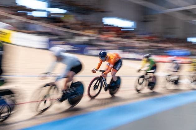 2025-02-16 2025 UEC Track Elite European Championship, EM, Europameisterschaft Day Five HEUSDEN-ZOLDER, BELGIUM - FEBRUARY 16: A slow shutter speed photograph shows Tijmen van Loon of the Netherlands during Day Five of the 2025 UEC Track Elite European Championship at Circuit Zolder on February 16, 2025 in Heusden-Zolder, Belgium. (Photo by Joris Verwijst BSR Agency) Heusden-Zolder Belgium Content not available for redistribution in The Netherlands directly or indirectly through any third parties. Copyright: xBSRxAgencyx