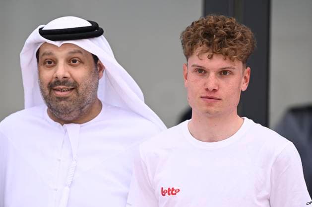 UAE Tour 2025 - media activities ABU DHABI, UNITED ARABIC EMIRATES - FEBRUARY 16 : Van Eetvelt Lennert (BEL) of Lotto talking to the press during a press conference, PK, Pressekonferenz ahead of the UAE Tour 2025 cycling race on February 16, 2025 in Abu Dhabi, United Arabic Emirates, 16 02 2025 Abu Dhabi United Arabic Emirates  Copyright: xPeterxDexVoechtx