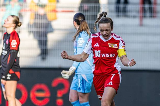 Berlin, Germany February 16, 2025 2 BL Women 2024 2025 1 FC Union Berlin vs 1 FC Nürnberg In the picture Lisa Heiseler Union Berlin cheers after her goal to make it 1 0 Copyright: xFotostandx xVoelkerx