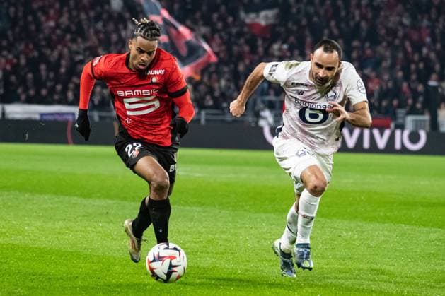 FOOTBALL : Stade Rennais vs Lille OSC - Ligue 1 - JournÃ e 22 - 16 02 2025 Lorenz Assignon (Stade Rennais) Ismaily (Lille OSC) RennesFrance  Copyright: xBaptistexAutissierx