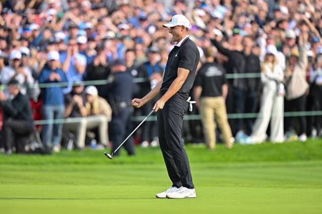 February 16, 2025: Ludvig Aberg reacts after sinking his final putt on the 18th hole during the final round of the Genesis Invitational on Torrey Pines South Course in San Diego, California. CSM San Diego USA - ZUMAc04_ 20250216_zma_c04_033 Copyright: xJustinxFinex
