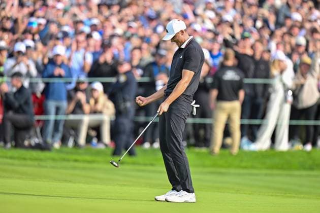 February 16, 2025: Ludvig Aberg reacts after sinking his final putt on the 18th hole during the final round of the Genesis Invitational on Torrey Pines South Course in San Diego, California. CSM San Diego USA - ZUMAc04_ 20250216_zma_c04_040 Copyright: xJustinxFinex