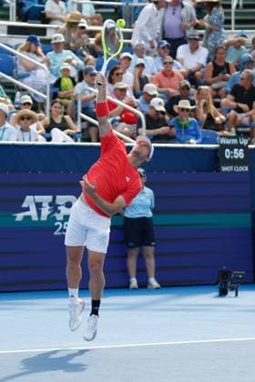 DELRAY BEACH, FL - FEBRUARY 16: Alejandro Davidovich Fokina (ESP) in action during the Mens Singles Final of the Delray Beach Open on February 16, 2025, at Delray Beach Stadium & Tennis Center in Delray Beach, Florida.(Photo by Chris Arjoon Icon Sportswire). TENNIS: FEB 16 Delray Beach Open EDITORIAL USE ONLY Icon250216001051