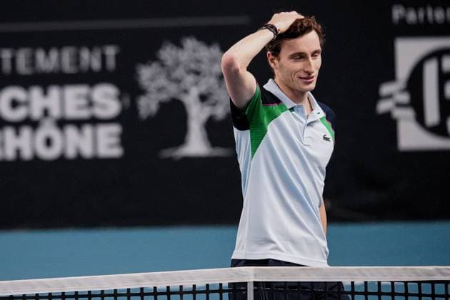 February 16, 2025, Marseille, France, FRANCE: UGO HUMBERT shone by winning his second consecutive title in Marseille, defeating HAMAD MEDJEDOVIC, the serbian, in the final (7-6, 6-4). Without dropping a set throughout the tournament, France s number 1 continues to impress and dominate on his favorite surface during the OPEN 13 provence 2025, ATP, Tennis Herren 250, french tournament, ATP Tour, Hard surface, .Indoor, on Febuary 16, 2025 at Marseille, Palais des sports, France - Photo OLLI Media Marseille FRANCE - ZUMAl184 20250216_zsp_l184_002 Copyright: xEmiliexLohmannx
