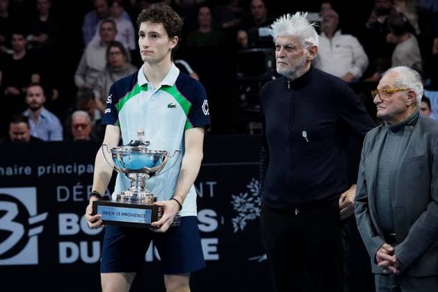 February 16, 2025, Marseille, France, FRANCE: UGO HUMBERT shone by winning his second consecutive title in Marseille, defeating HAMAD MEDJEDOVIC, the serbian, in the final (7-6, 6-4). Without dropping a set throughout the tournament, France s number 1 continues to impress and dominate on his favorite surface during the OPEN 13 provence 2025, ATP, Tennis Herren 250, french tournament, ATP Tour, Hard surface, .Indoor, on Febuary 16, 2025 at Marseille, Palais des sports, France - Photo OLLI Media Marseille FRANCE - ZUMAl184 20250216_zsp_l184_005 Copyright: xEmiliexLohmannx