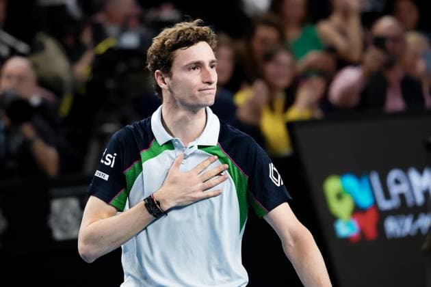 February 16, 2025, Marseille, France, FRANCE: UGO HUMBERT shone by winning his second consecutive title in Marseille, defeating HAMAD MEDJEDOVIC, the serbian, in the final (7-6, 6-4). Without dropping a set throughout the tournament, France s number 1 continues to impress and dominate on his favorite surface during the OPEN 13 provence 2025, ATP, Tennis Herren 250, french tournament, ATP Tour, Hard surface, .Indoor, on Febuary 16, 2025 at Marseille, Palais des sports, France - Photo OLLI Media Marseille FRANCE - ZUMAl184 20250216_zsp_l184_015 Copyright: xEmiliexLohmannx