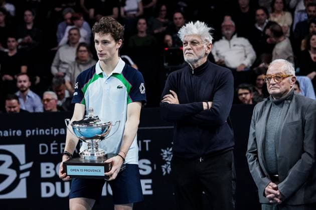 February 16, 2025, Marseille, France, FRANCE: UGO HUMBERT shone by winning his second consecutive title in Marseille, defeating HAMAD MEDJEDOVIC, the serbian, in the final (7-6, 6-4). Without dropping a set throughout the tournament, France s number 1 continues to impress and dominate on his favorite surface during the OPEN 13 provence 2025, ATP, Tennis Herren 250, french tournament, ATP Tour, Hard surface, .Indoor, on Febuary 16, 2025 at Marseille, Palais des sports, France - Photo OLLI Media Marseille FRANCE - ZUMAl184 20250216_zsp_l184_020 Copyright: xEmiliexLohmannx