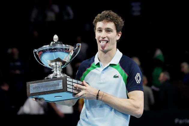 February 16, 2025, Marseille, France, FRANCE: UGO HUMBERT shone by winning his second consecutive title in Marseille, defeating HAMAD MEDJEDOVIC, the serbian, in the final (7-6, 6-4). Without dropping a set throughout the tournament, France s number 1 continues to impress and dominate on his favorite surface during the OPEN 13 provence 2025, ATP, Tennis Herren 250, french tournament, ATP Tour, Hard surface, .Indoor, on Febuary 16, 2025 at Marseille, Palais des sports, France - Photo OLLI Media Marseille FRANCE - ZUMAl184 20250216_zsp_l184_027 Copyright: xEmiliexLohmannx