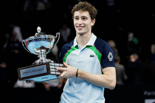 February 16, 2025, Marseille, France, FRANCE: UGO HUMBERT shone by winning his second consecutive title in Marseille, defeating HAMAD MEDJEDOVIC, the serbian, in the final (7-6, 6-4). Without dropping a set throughout the tournament, France s number 1 continues to impress and dominate on his favorite surface during the OPEN 13 provence 2025, ATP, Tennis Herren 250, french tournament, ATP Tour, Hard surface, .Indoor, on Febuary 16, 2025 at Marseille, Palais des sports, France - Photo OLLI Media Marseille FRANCE - ZUMAl184 20250216_zsp_l184_029 Copyright: xEmiliexLohmannx