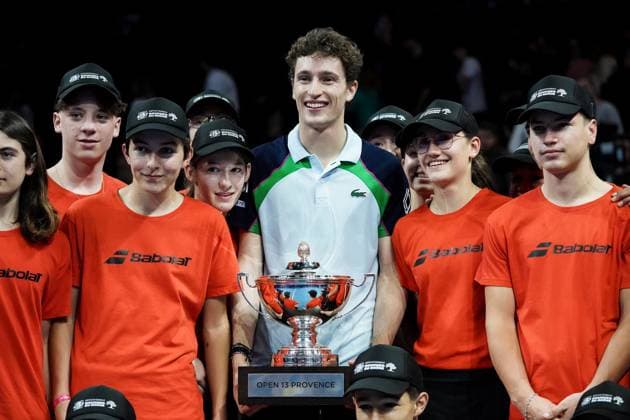 February 16, 2025, Marseille, France, FRANCE: UGO HUMBERT shone by winning his second consecutive title in Marseille, defeating HAMAD MEDJEDOVIC, the serbian, in the final (7-6, 6-4). Without dropping a set throughout the tournament, France s number 1 continues to impress and dominate on his favorite surface during the OPEN 13 provence 2025, ATP, Tennis Herren 250, french tournament, ATP Tour, Hard surface, .Indoor, on Febuary 16, 2025 at Marseille, Palais des sports, France - Photo OLLI Media Marseille FRANCE - ZUMAl184 20250216_zsp_l184_033 Copyright: xEmiliexLohmannx