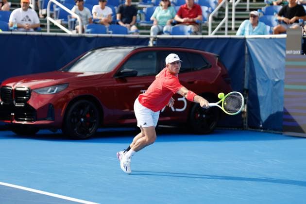 DELRAY BEACH, FL - FEBRUARY 16: Alejandro Davidovich Fokina (ESP) in action during the Mens Singles Final of the Delray Beach Open on February 16, 2025, at Delray Beach Stadium & Tennis Center in Delray Beach, Florida.(Photo by Chris Arjoon Icon Sportswire). TENNIS: FEB 16 Delray Beach Open EDITORIAL USE ONLY Icon250216001063