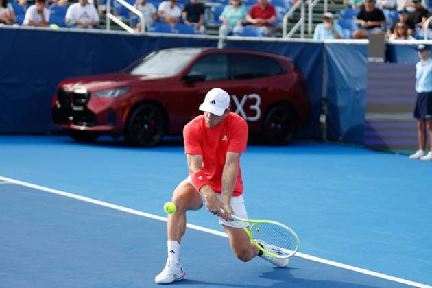 DELRAY BEACH, FL - FEBRUARY 16: Alejandro Davidovich Fokina (ESP) in action during the Mens Singles Final of the Delray Beach Open on February 16, 2025, at Delray Beach Stadium & Tennis Center in Delray Beach, Florida.(Photo by Chris Arjoon Icon Sportswire). TENNIS: FEB 16 Delray Beach Open EDITORIAL USE ONLY Icon250216001066