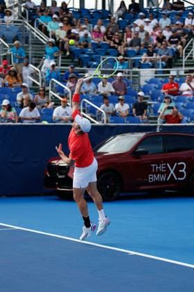 DELRAY BEACH, FL - FEBRUARY 16: Alejandro Davidovich Fokina (ESP) in action during the Mens Singles Final of the Delray Beach Open on February 16, 2025, at Delray Beach Stadium & Tennis Center in Delray Beach, Florida.(Photo by Chris Arjoon Icon Sportswire). TENNIS: FEB 16 Delray Beach Open EDITORIAL USE ONLY Icon250216001067