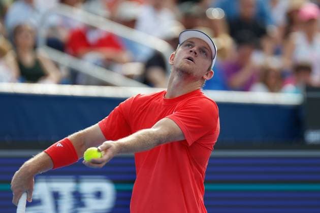 DELRAY BEACH, FL - FEBRUARY 16: Alejandro Davidovich Fokina (ESP) in action during the Mens Singles Final of the Delray Beach Open on February 16, 2025, at Delray Beach Stadium & Tennis Center in Delray Beach, Florida.(Photo by Chris Arjoon Icon Sportswire). TENNIS: FEB 16 Delray Beach Open EDITORIAL USE ONLY Icon250216001080