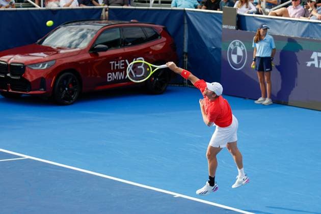DELRAY BEACH, FL - FEBRUARY 16: Alejandro Davidovich Fokina (ESP) in action during the Mens Singles Final of the Delray Beach Open on February 16, 2025, at Delray Beach Stadium & Tennis Center in Delray Beach, Florida.(Photo by Chris Arjoon Icon Sportswire). TENNIS: FEB 16 Delray Beach Open EDITORIAL USE ONLY Icon250216001092