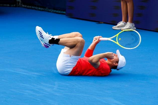 DELRAY BEACH, FL - FEBRUARY 16: Alejandro Davidovich Fokina (ESP) in action during the Mens Singles Final of the Delray Beach Open on February 16, 2025, at Delray Beach Stadium & Tennis Center in Delray Beach, Florida.(Photo by Chris Arjoon Icon Sportswire). TENNIS: FEB 16 Delray Beach Open EDITORIAL USE ONLY Icon250216001095