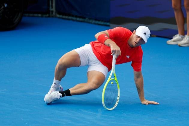 DELRAY BEACH, FL - FEBRUARY 16: Alejandro Davidovich Fokina (ESP) in action during the Mens Singles Final of the Delray Beach Open on February 16, 2025, at Delray Beach Stadium & Tennis Center in Delray Beach, Florida.(Photo by Chris Arjoon Icon Sportswire). TENNIS: FEB 16 Delray Beach Open EDITORIAL USE ONLY Icon250216001097