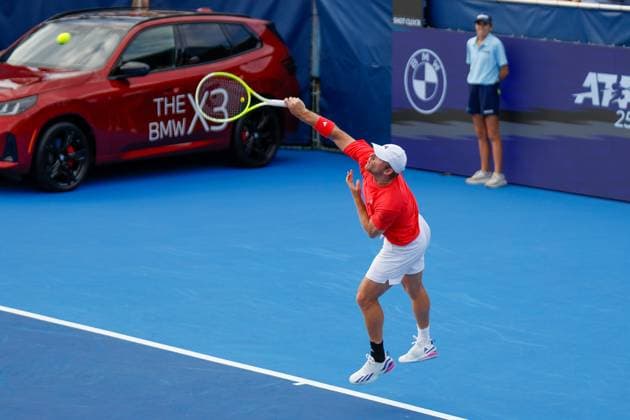 DELRAY BEACH, FL - FEBRUARY 16: Alejandro Davidovich Fokina (ESP) in action during the Mens Singles Final of the Delray Beach Open on February 16, 2025, at Delray Beach Stadium & Tennis Center in Delray Beach, Florida.(Photo by Chris Arjoon Icon Sportswire). TENNIS: FEB 16 Delray Beach Open EDITORIAL USE ONLY Icon250216001098