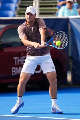 DELRAY BEACH, FL - FEBRUARY 16: Miomir Kecmanovic (SRB) during final round of the Delray Beach Open on February 16, 2025, at the Delray Beach Tennis Center in Delray Beach Florida. (Photo by Andrew Patron Icon Sportswire) TENNIS: FEB 16 Delray Beach Open EDITORIAL USE ONLY Icon2502160445