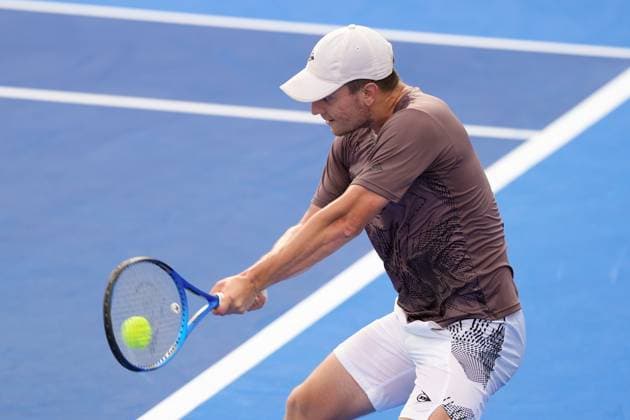 DELRAY BEACH, FL - FEBRUARY 16: Miomir Kecmanovic (SRB) during final round of the Delray Beach Open on February 16, 2025, at the Delray Beach Tennis Center in Delray Beach Florida. (Photo by Andrew Patron Icon Sportswire) TENNIS: FEB 16 Delray Beach Open EDITORIAL USE ONLY Icon2502160453