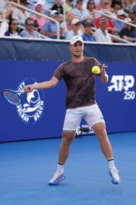 DELRAY BEACH, FL - FEBRUARY 16: Miomir Kecmanovic (SRB) during final round of the Delray Beach Open on February 16, 2025, at the Delray Beach Tennis Center in Delray Beach Florida. (Photo by Andrew Patron Icon Sportswire) TENNIS: FEB 16 Delray Beach Open EDITORIAL USE ONLY Icon2502160456